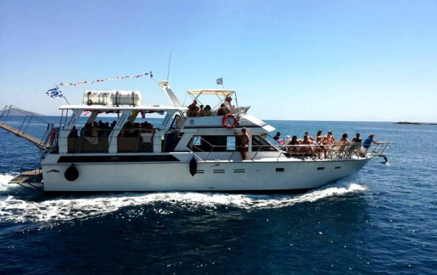 Smile Cruises boat at sea on a trip from Kolymbari
