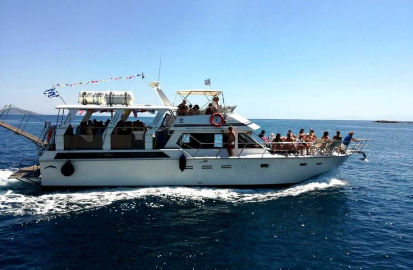 Smile Cruises boat at sea on a trip from Kolymbari